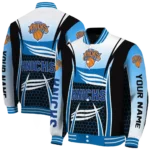 personalized new york knicks mesh effect blue black varsity jacket best selling.webp
