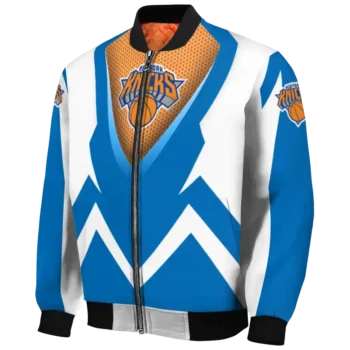 personalized new york knicks v stripes blue white bomber jacket best selling