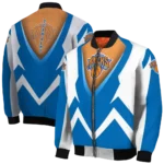 personalized new york knicks v stripes blue white bomber jacket best selling