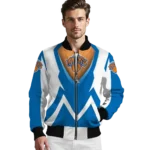 personalized new york knicks v stripes blue white bomber jacket best selling