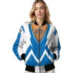 personalized new york knicks v stripes blue white bomber jacket best selling