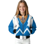 personalized new york knicks v stripes blue white bomber jacket best selling