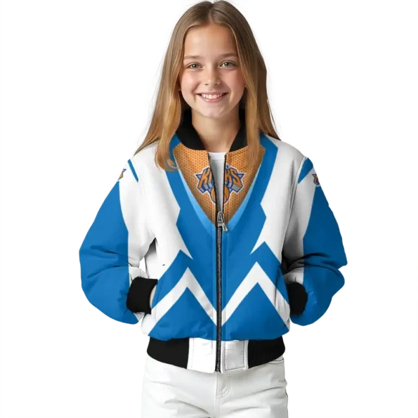 personalized new york knicks v stripes blue white bomber jacket top rated
