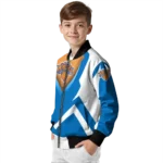 personalized new york knicks v stripes blue white bomber jacket best selling