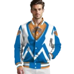 personalized new york knicks v stripes blue white varsity jacket best selling.webp