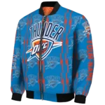 personalized oklahoma city thunder bolt stripe blue bomber jacket best selling