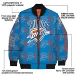 personalized oklahoma city thunder bolt stripe blue bomber jacket best selling