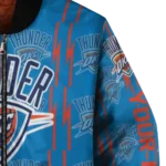 personalized oklahoma city thunder bolt stripe blue bomber jacket best selling