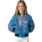 personalized oklahoma city thunder bolt stripe blue bomber jacket best selling