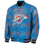 personalized oklahoma city thunder bolt stripe blue varsity jacket best selling.webp