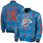 personalized oklahoma city thunder bolt stripe blue varsity jacket best selling.webp