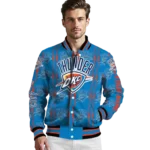 personalized oklahoma city thunder bolt stripe blue varsity jacket best selling.webp
