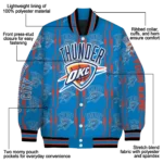 personalized oklahoma city thunder bolt stripe blue varsity jacket best selling.webp