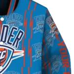 personalized oklahoma city thunder bolt stripe blue varsity jacket best selling.webp