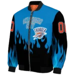 personalized oklahoma city thunder flame border blue black bomber jacket best selling