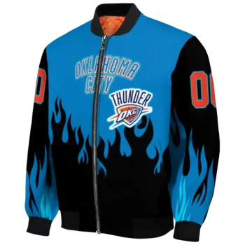 personalized oklahoma city thunder flame border blue black bomber jacket best selling
