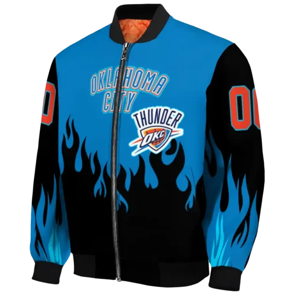 personalized oklahoma city thunder flame border blue black bomber jacket best selling