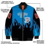 personalized oklahoma city thunder flame border blue black bomber jacket best selling