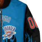 personalized oklahoma city thunder flame border blue black bomber jacket best selling