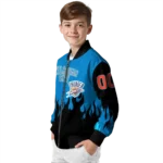 personalized oklahoma city thunder flame border blue black bomber jacket best selling