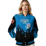 personalized oklahoma city thunder flame border blue black varsity jacket best selling.webp