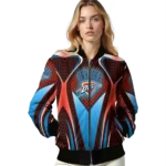 personalized oklahoma city thunder mesh chest black bomber jacket best selling