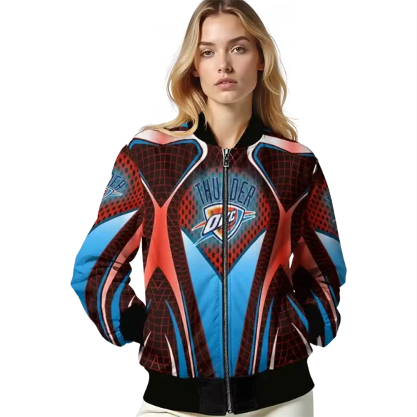 personalized oklahoma city thunder mesh chest black bomber jacket latest model