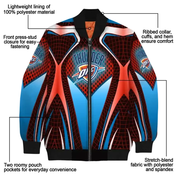 personalized oklahoma city thunder mesh chest black bomber jacket new arrival