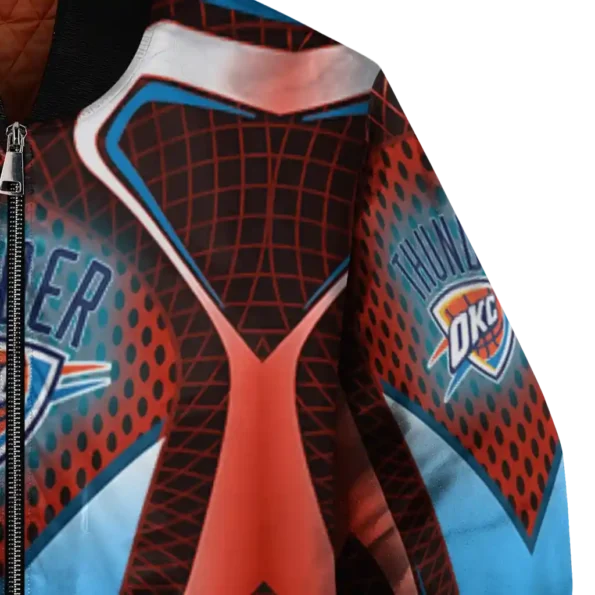 personalized oklahoma city thunder mesh chest black bomber jacket premium grade