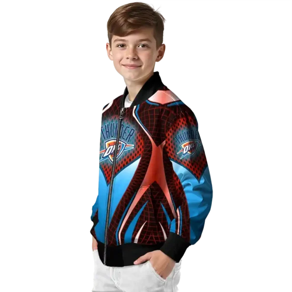 personalized oklahoma city thunder mesh chest black bomber jacket trendy