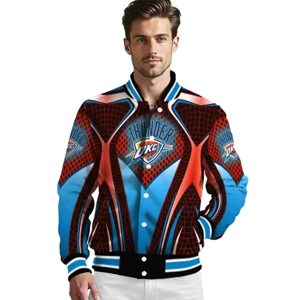 personalized oklahoma city thunder mesh chest black varsity jacket high quality.webp