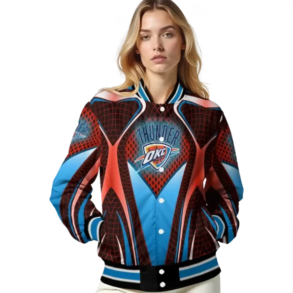 personalized oklahoma city thunder mesh chest black varsity jacket latest model.webp