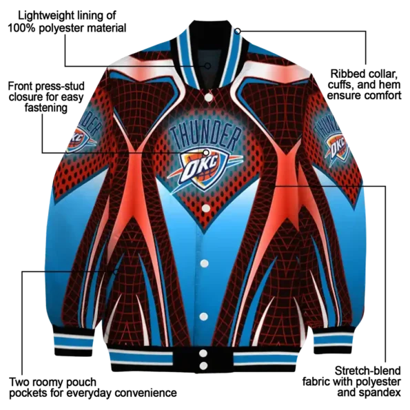 personalized oklahoma city thunder mesh chest black varsity jacket new arrival.webp