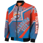 personalized oklahoma city thunder star burst blue bomber jacket best selling