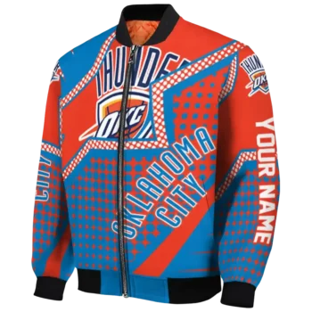 personalized oklahoma city thunder star burst blue bomber jacket best selling