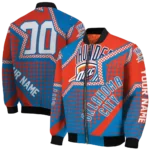 personalized oklahoma city thunder star burst blue bomber jacket best selling