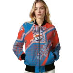 personalized oklahoma city thunder star burst blue bomber jacket best selling