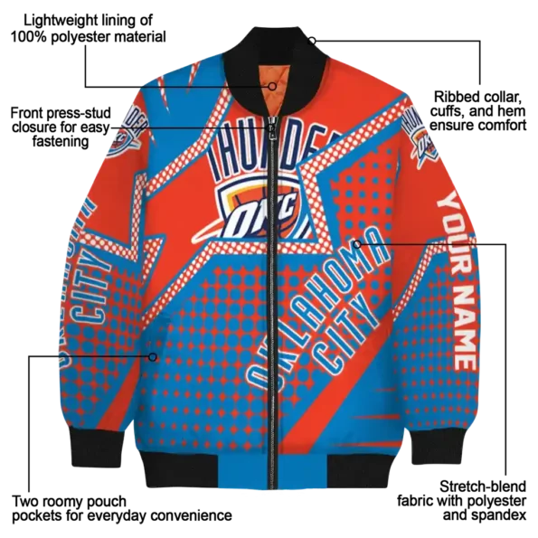 personalized oklahoma city thunder star burst blue bomber jacket new arrival