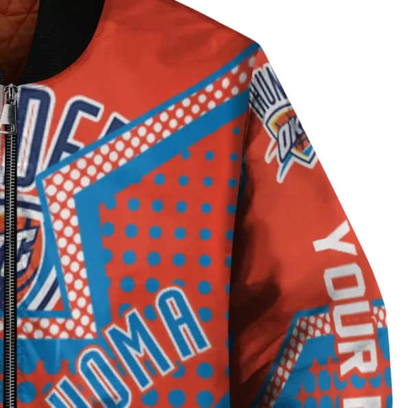 personalized oklahoma city thunder star burst blue bomber jacket premium grade