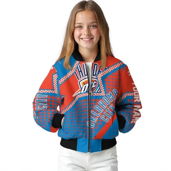 personalized oklahoma city thunder star burst blue bomber jacket top rated