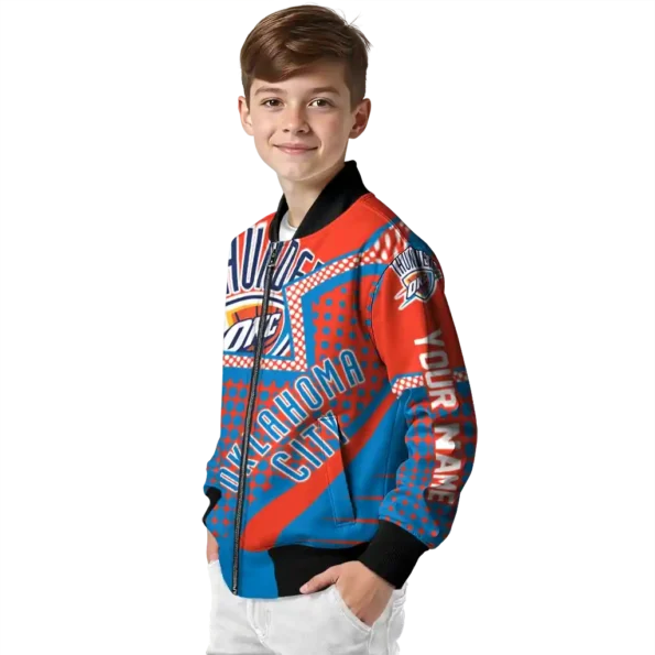personalized oklahoma city thunder star burst blue bomber jacket trendy