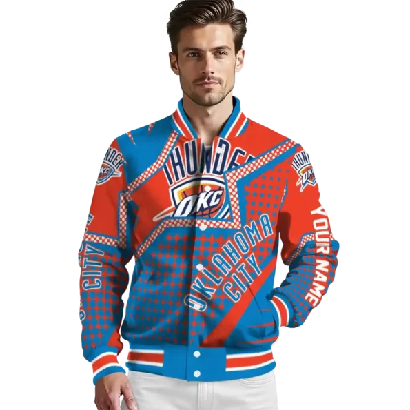 personalized oklahoma city thunder star burst blue varsity jacket high quality.webp
