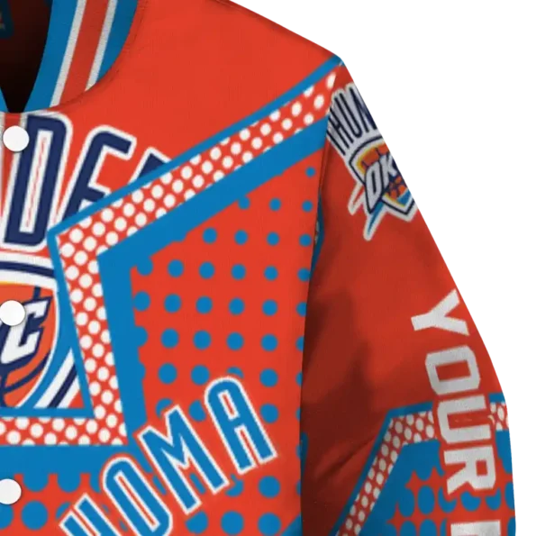 personalized oklahoma city thunder star burst blue varsity jacket premium grade.webp