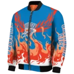 personalized oklahoma city thunder winged blaze blue white bomber jacket best selling