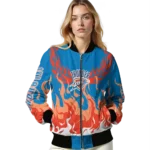 personalized oklahoma city thunder winged blaze blue white bomber jacket best selling