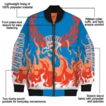 personalized oklahoma city thunder winged blaze blue white bomber jacket best selling