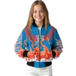 personalized oklahoma city thunder winged blaze blue white bomber jacket best selling