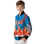 personalized oklahoma city thunder winged blaze blue white bomber jacket best selling