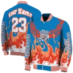 personalized oklahoma city thunder winged blaze blue white varsity jacket best selling.webp