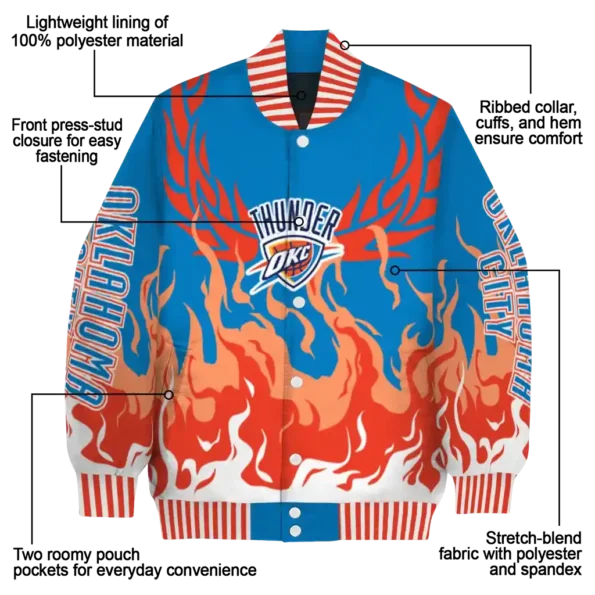 personalized oklahoma city thunder winged blaze blue white varsity jacket new arrival.webp